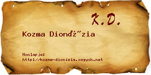 Kozma Dionízia névjegykártya